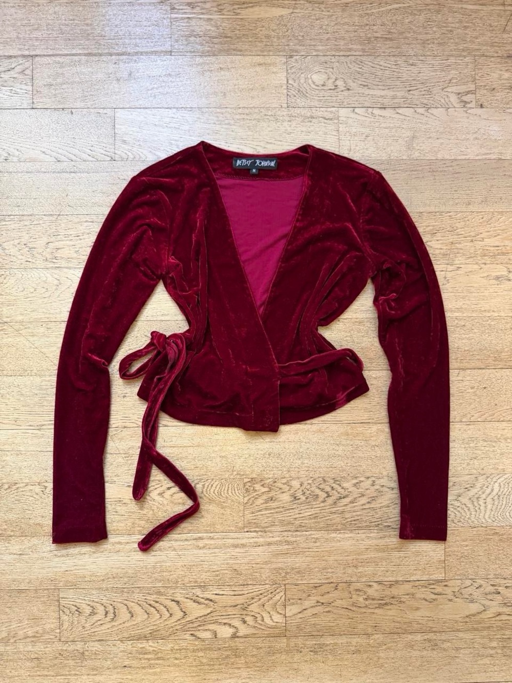 Betsey Johnson Burgundy Velvet Wrap Top